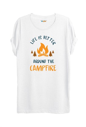 Came Kamp Temalı Baskılı T-shirt - W