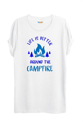 Came Kamp Temalı Baskılı T-shirt - W
