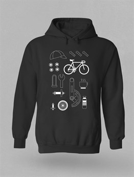Elan Bisiklet Temalı Baskılı Kapüşonlu Sweatshirt-B