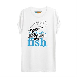 Flare Balıkçılık Temalı Baskılı T-shirt-W